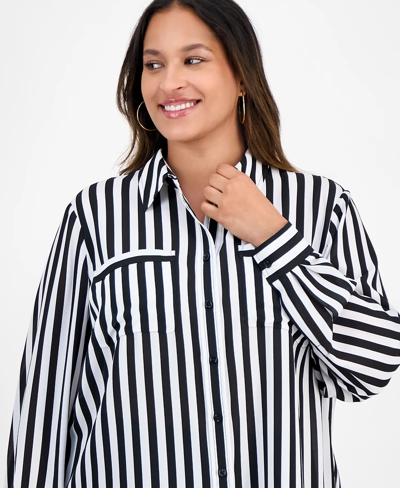 Kasper Plus Striped Blouse