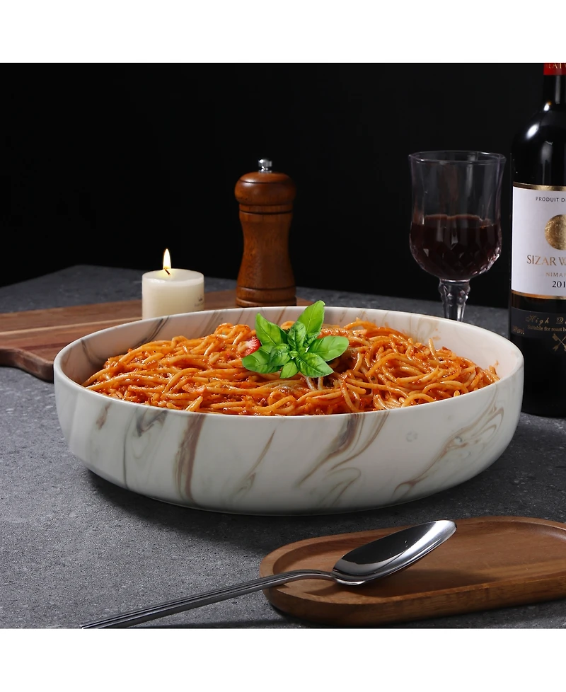 Lorren Home Trends Shiny Marble Pattern Serving Bowl, 96-oz.