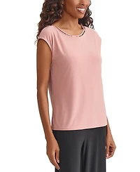 Kasper Women's Beaded-Trim Extended-Shoulder Top, Regular & Petite Sizes
