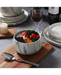 Lorren Home Trends Matte Marble Look 12-Pc. Dinnerware Set, Service for 4