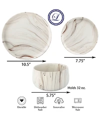 Lorren Home Trends Shiny Marble Look 12-Pc. Dinnerware Set, Service for 4