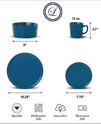Lorren Home Trends Blue 16-Pc. Dinnerware Set, Service for 4