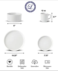 Lorren Home Trends White 16-Pc. Dinnerware Set, Service for 4
