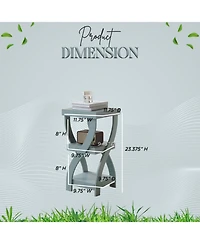 Kings Brand Furniture 3 Tier End Table - Square for Bedroom with Shelves Bedside Nightstand