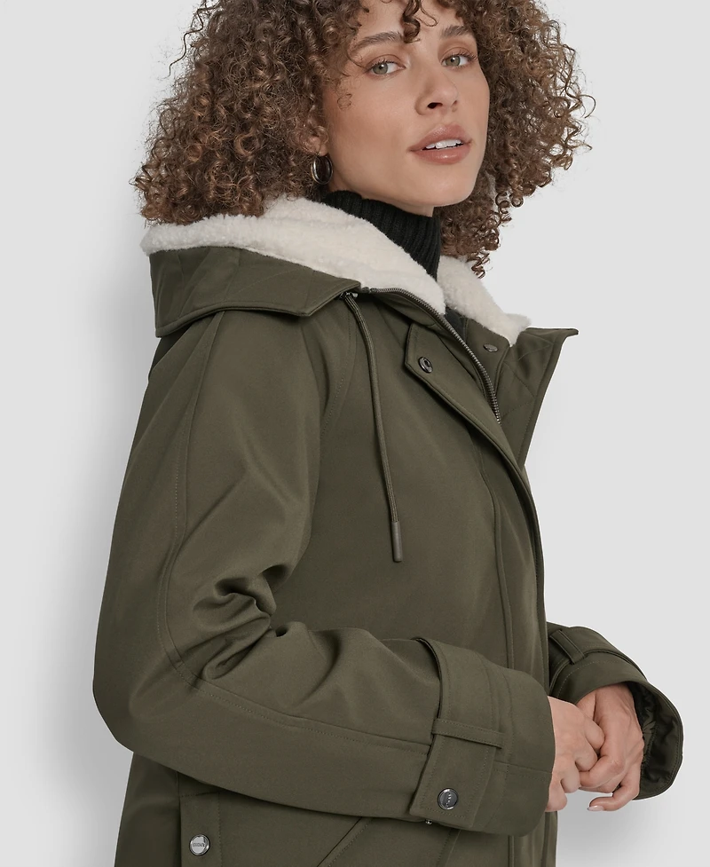 Dkny Women's Faux-Fur-Lined Hooded Softshell Coat