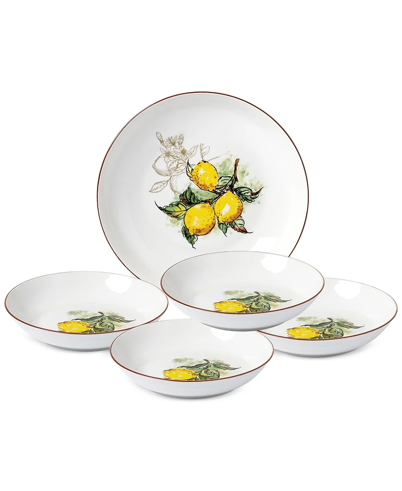 Lorren Home Trends Lemon 5-Pc. Pasta/All-Purpose Bowl Set