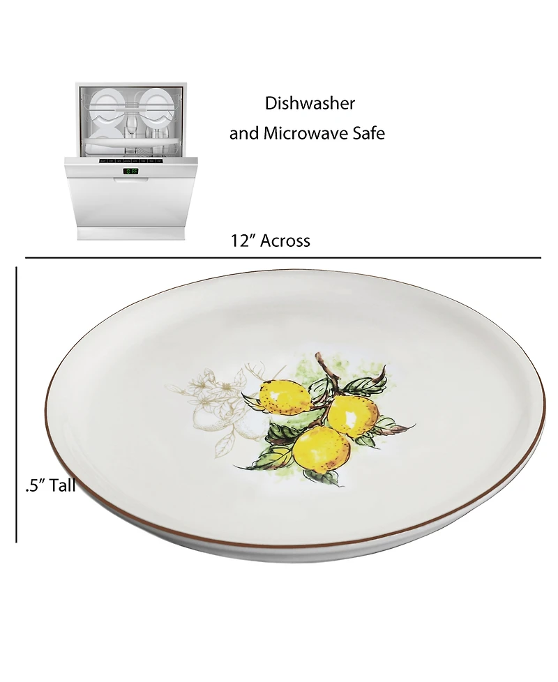 Lorren Home Trends Lemon Round Pizza Serving Platters, Set of 2