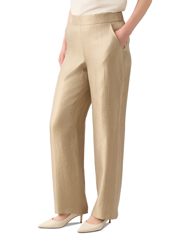 Kasper Women's Shimmer Twill Pull-On Wide-Leg Pants, Regular & Petite Sizes