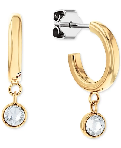 Tommy Hilfiger 2-Pc. Set Pave Stud & Crystal Charm Hoop Earrings