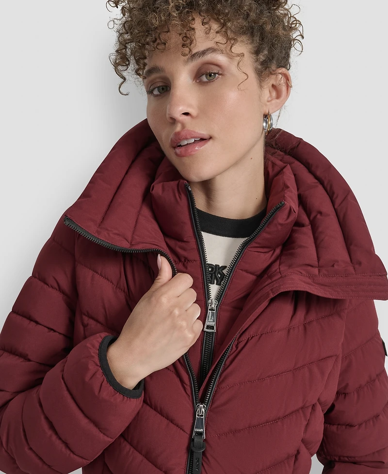 Dkny Women's Bibbed Packable Puffer Coat