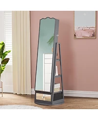 Vlsrka 60° Rotating Full-Length Mirror Jewelry Cabinet with Lights