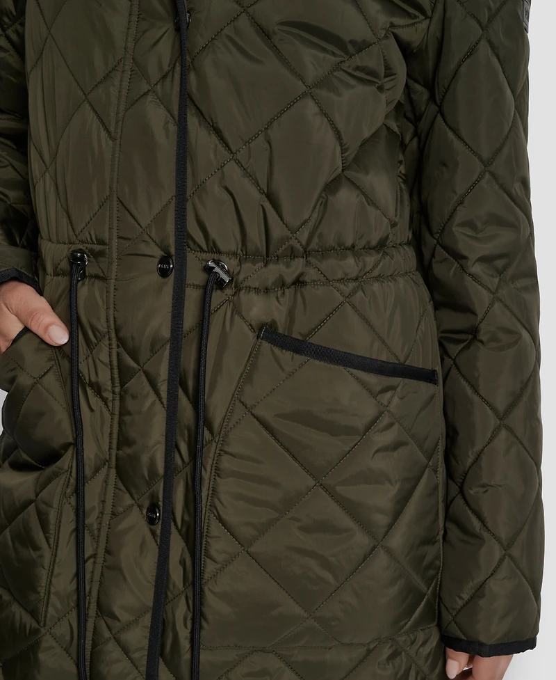 Dkny Women's Corduroy-Collar Quilted Anorak Coat