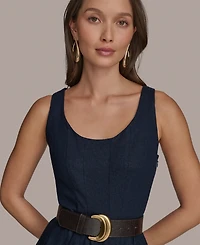 Donna Karan New York Women's Belted A-Line Dress