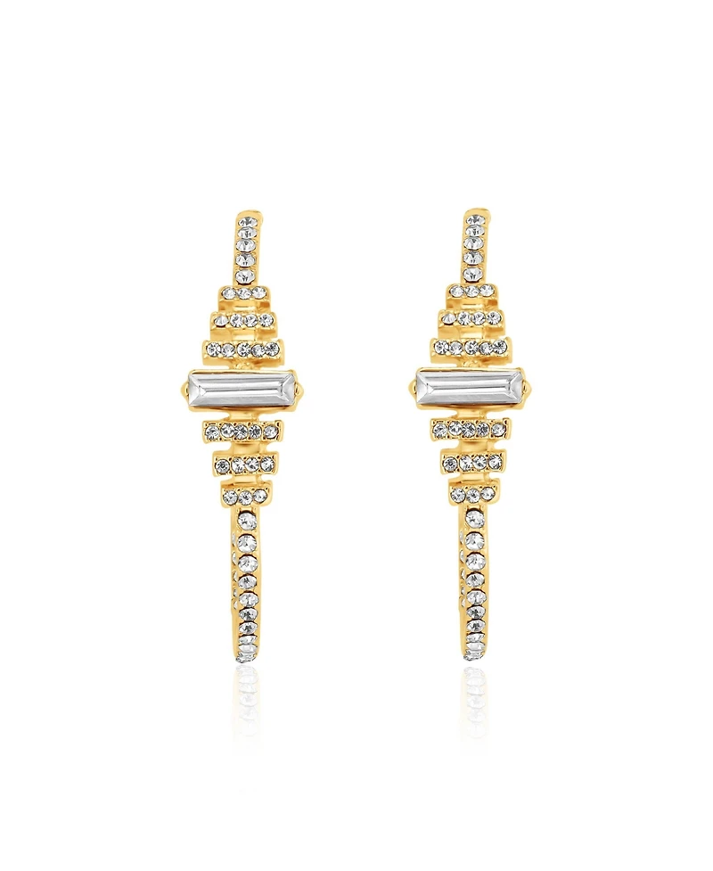 BCBGeneration Crystal Baguette Hoop Earrings