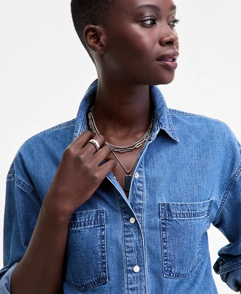 On 34th Women's Denim Patch Pocket Shirt, Macy's Exclusive