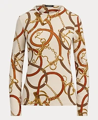 Lauren Ralph Women's Belting-Print Cotton Long-Sleeve Tee