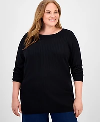 Style & Co Plus Solid Long-Sleeve Sweater, Macy's Exclusive