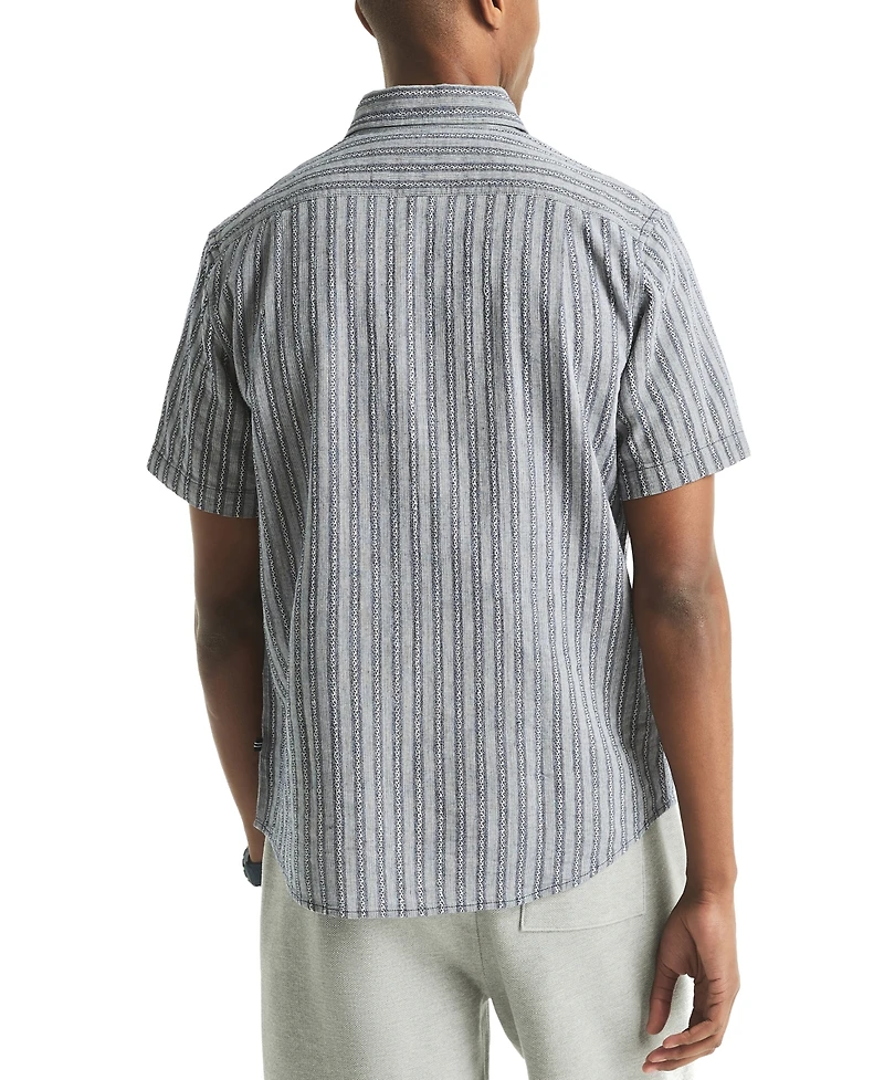 Nautica Men's Short Sleeve Dobby Stripe Button-Front Shirt