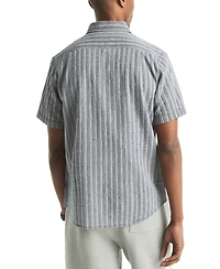 Nautica Men's Short Sleeve Dobby Stripe Button-Front Shirt