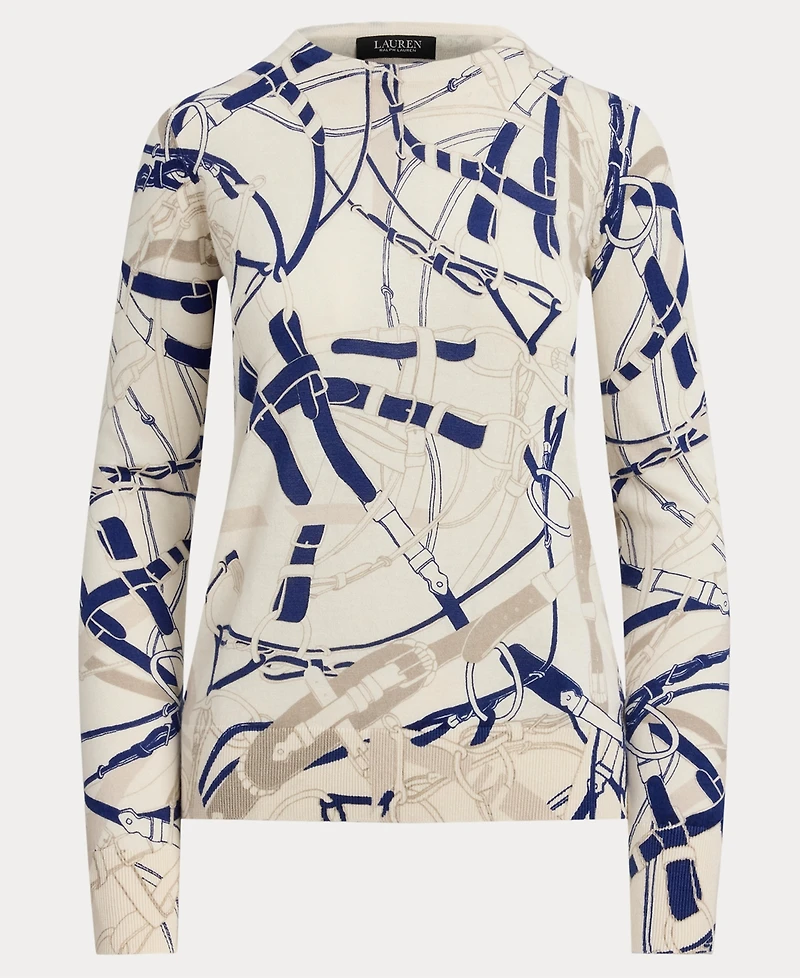 Lauren Ralph Women's Belting-Print Cotton-Blend Sweater