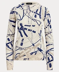 Lauren Ralph Women's Belting-Print Cotton-Blend Sweater