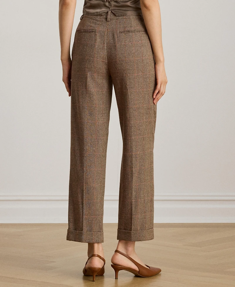 Lauren Ralph Women's Glen Plaid Pleated Cropped Pants
