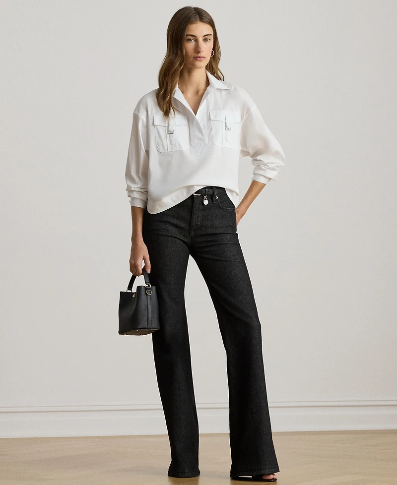 Lauren Ralph Women's Buckle-Trim Cotton-Blend Shirt