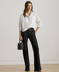 Lauren Ralph Women's Buckle-Trim Cotton-Blend Shirt