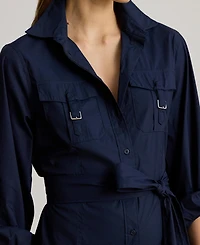 Lauren Ralph Women's Buckle-Trim Cotton-Blend Dress