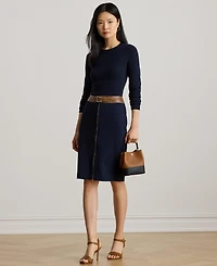 Lauren Ralph Women's Faux-Leather-Trim Ponte Pencil Skirt