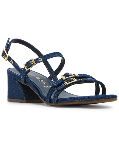Anne Klein Women's Mackenzie Strappy Buckle Block Heel Dress Sandals