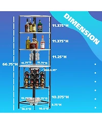 Kings Brand Furniture 5 Tier Corner Wine Rack with Glass Holder and Storage Shelves, Wine Bar Cabinet for Living Room, Dining Room, Kitchen