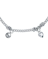 Bling Jewelry Multi Jingle Bells And Hearts Dangle Charms Anklet Pattilu India Ankle Bracelet Sterling Silver Adjustable 9 To 9.5 Inch With Extender