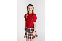 Florence Eiseman Big Girls Red Short Slv Sweater W/Puff Sleeves