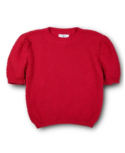 Florence Eiseman Big Girls Red Short Slv Sweater W/Puff Sleeves
