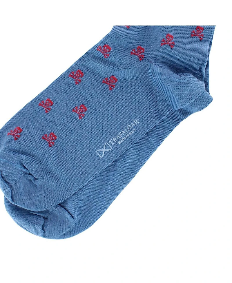 Trafalgar Men's Pirate's Skull & Crossbones Pima Cotton Over The Calf Novelty Dress Sock (1 Pair)