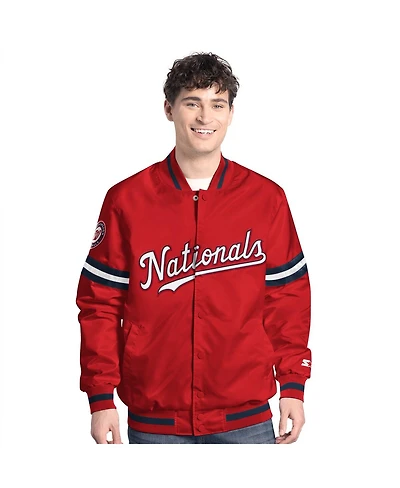 Starter Men's Red Washington Nationals Scout Full-Snap Varsity Jacket