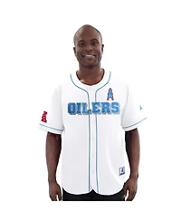 Starter Men's White Houston Oilers Relay Vintage Full-Button Baseball Jersey