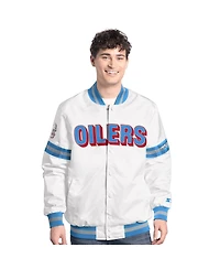Starter Men's White Houston Oilers Vintage Scout Full-Snap Varsity Jacket