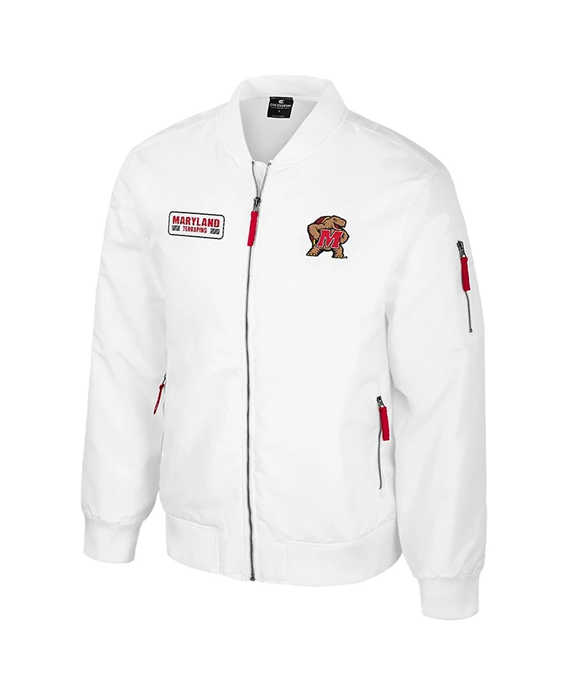 Colosseum Men's Maryland Terrapins White Rabbit Full-Zip Bomber Jacket