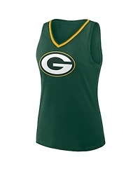 Logo Athletic Women's Green Bay Packers Stellar Win V-Neck Tank Top