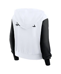 Jordan Women's White Oklahoma Sooners Cropped Athletic Prep Color Block Script Full-Zip Hoodie