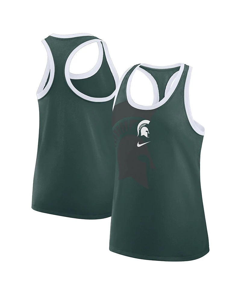 Nike Women's Green Michigan State Spartans Primetime Racerback Tri-Blend Tank Top