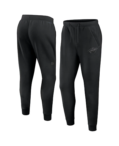 Fanatics Men's Black Minnesota Wild Authentic Pro Road Fleece Sweatpants