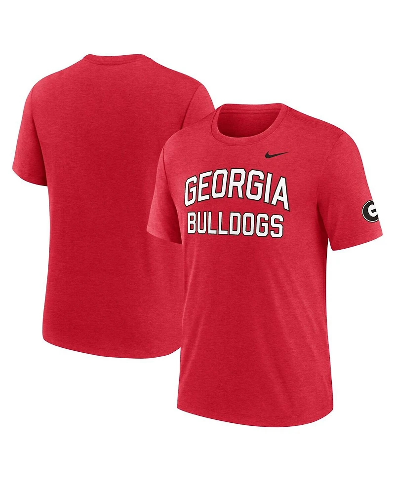 Nike Men's Heather Red Georgia Bulldogs Campus Collegiate Block Tri-Blend T-Shirt