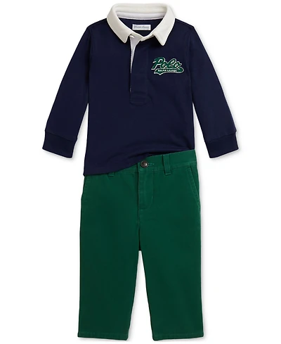 Polo Ralph Lauren Baby Boys Rugby Shirt & Chino Pant Set