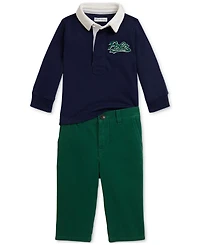 Polo Ralph Lauren Baby Boys Rugby Shirt & Chino Pant Set