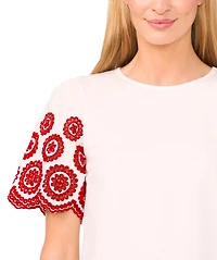 CeCe Women's Embroidered-Sleeve Top