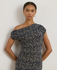 Lauren Ralph Women's Paisley Jersey Off-the-Shoulder Dress