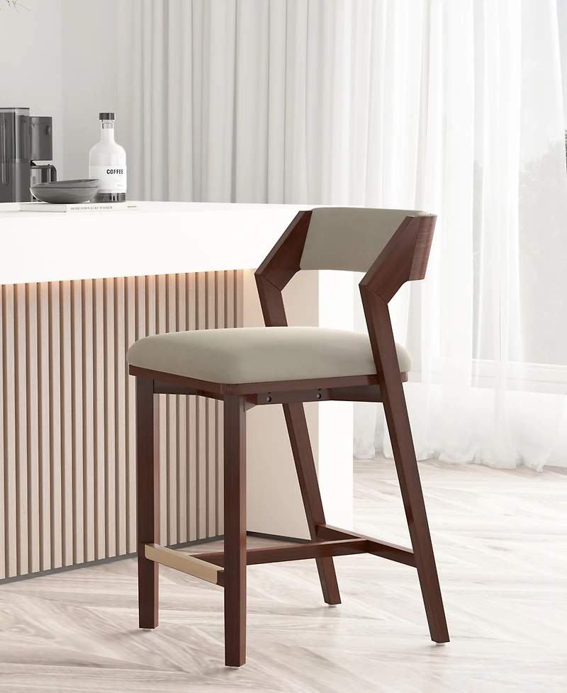 Manhattan Comfort Patricia 36.2" Velvet Upholstered Counter Stool